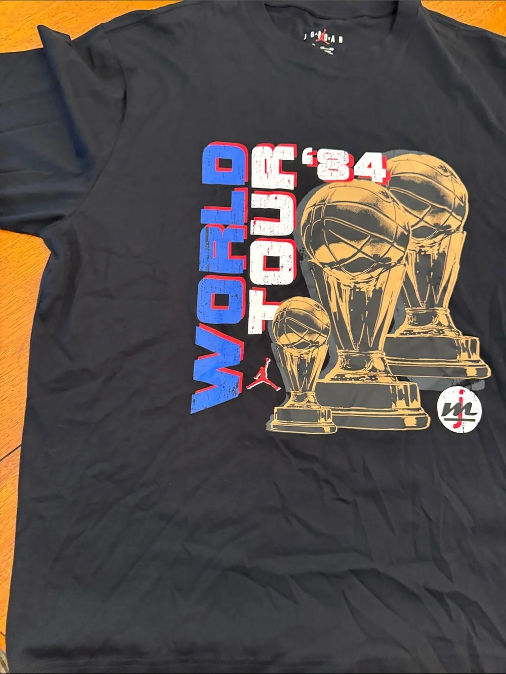 Jordan Black World Tour '84 Graphic Tee with Gold Trophy Print xxl